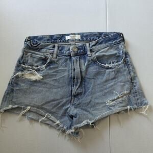 MOUSSY VINTAGE Shorts Womens 28 Blue Distressed Denim Cutoff Frayed Hem Casual